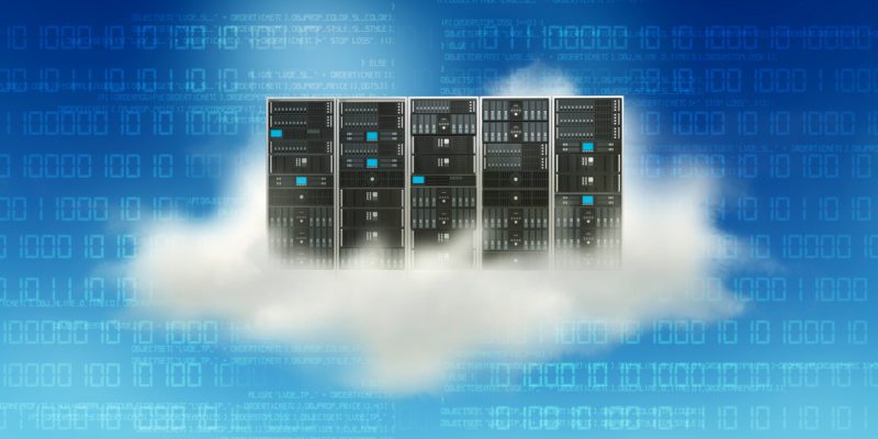 A row of servers in the clouds with numbers on them.